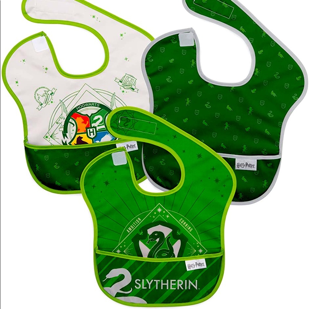 New 6-24m Slytherin Harry Potter Bumkins waterproof bibs. 3 pack. BNWT.